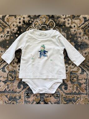 babycottons White Baby Bodysuit with Subtle Logo Trim